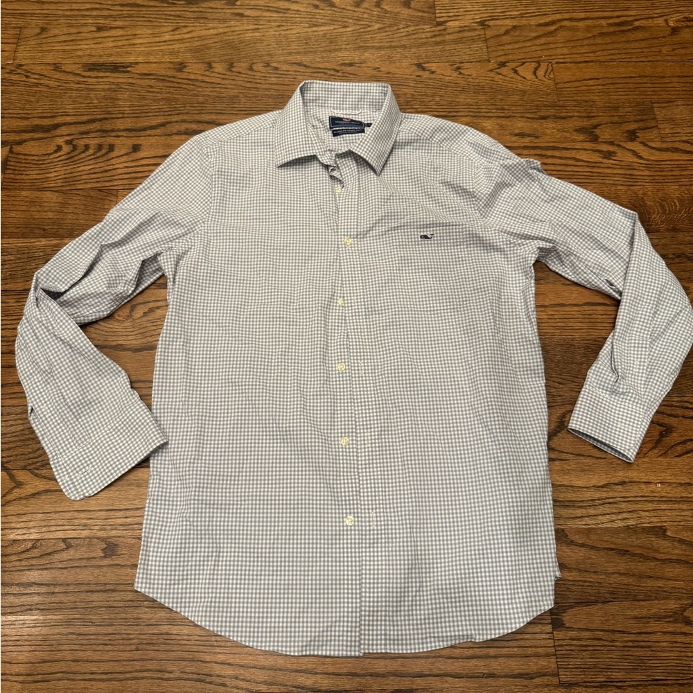 Vineyard Vines Men’s Performance Classic Fit Tucker Shirt, Micro-Gingham, Large